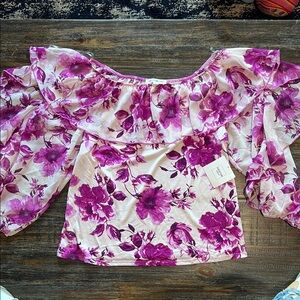 NWT Floral Off-Shoulder Top - Purple